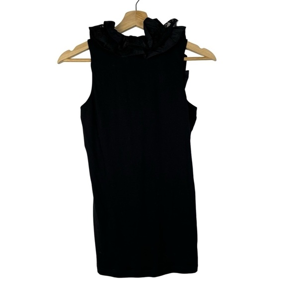 Cabi Black Taffeta Ruffle Neck Sleeveless Tank Top #564 XS - Picture 3 of 4